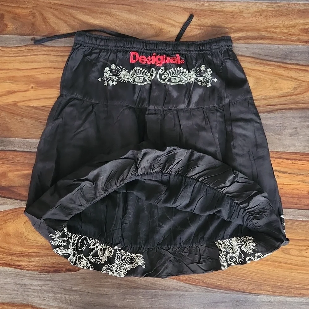 Desigual Bubble Skirt, Ladies 38, NWOT,  Drawstring Elastic waist goregous print - Picture 7 of 10